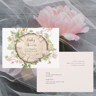 Rustic Pink Floral Baby Shower Invitation