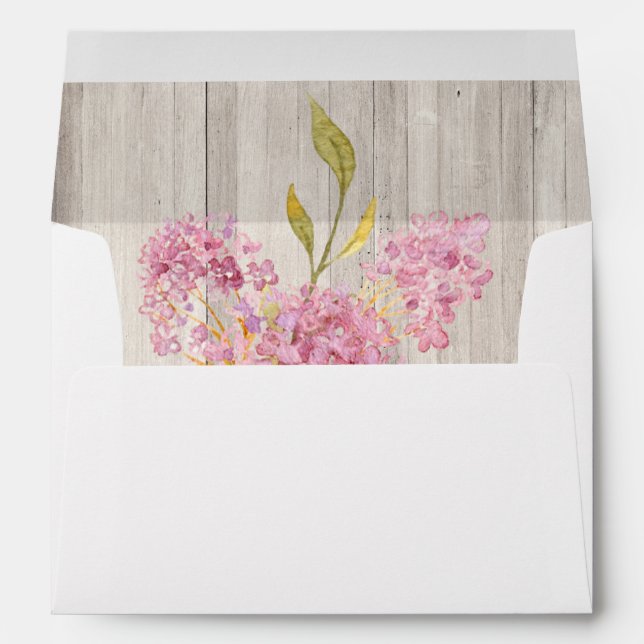 Rustic Pink Floral Barn Wood Envelope (Back (Bottom))