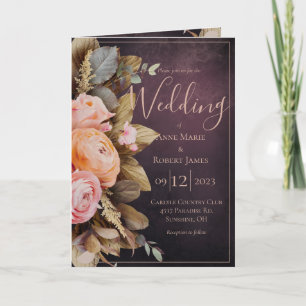 Rustic Pink Floral Greenery Eucalyptus Wedding Invitation