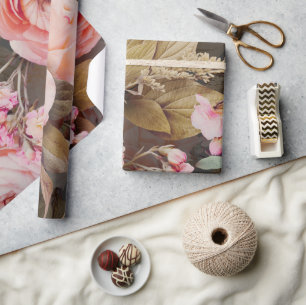 Rustic Pink Floral Greenery Eucalyptus Wrapping Paper