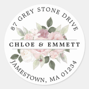 Rustic Pink Floral Return Address Label