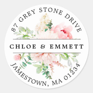 Rustic Pink Floral Return Address Label