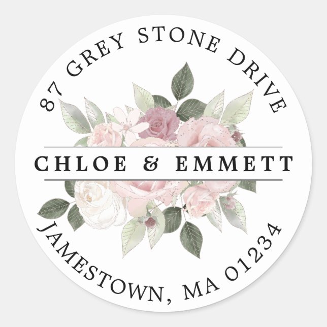 Rustic Pink Floral Return Address Label (Front)