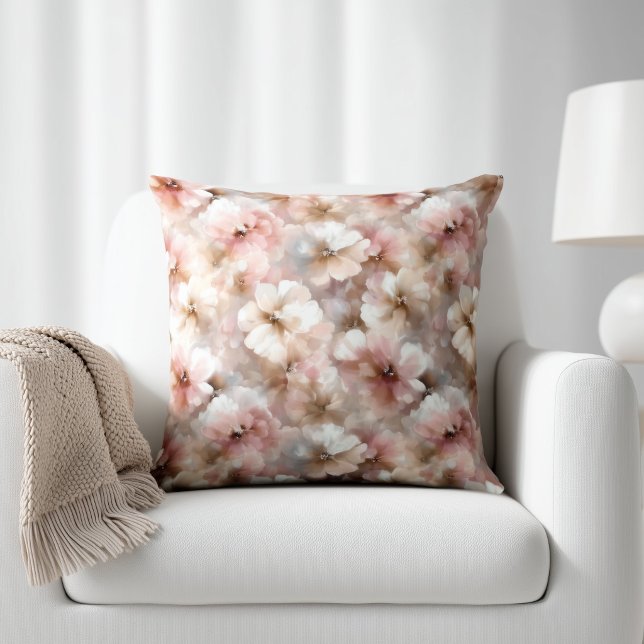 Rustic Pink Floral Throw Pillow (Creator Uploaded)