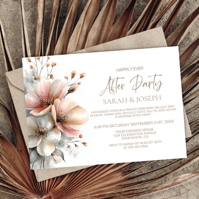 Rustic Pink Floral Wedding After Party Invitation (Creator Uploaded)
