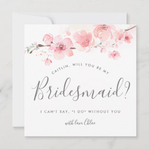 Rustic Pink Floral Will You Be My Bridesmaid Invitation