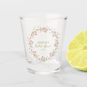Rustic Pink Garden Flowers Custom Bridal Shower  Shot Glass