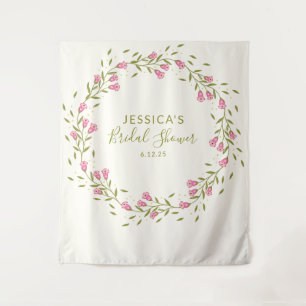 Rustic Pink Garden Flowers Custom Bridal Shower Tapestry