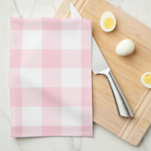 Rustic Pink Gingham Check Plaid Pattern Kitchen Towel