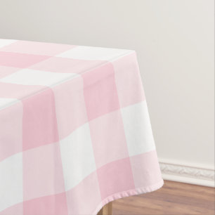 Rustic Pink Gingham Check Plaid Pattern Tablecloth