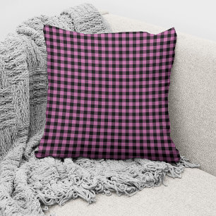 Rustic Pink Gingham Checks Pattern Throw Pillow