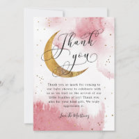 Rustic Pink Gold Moon Stars Baby Shower