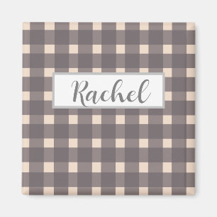 Rustic Pink Grey Gingham   Magnet