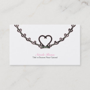 Rustic Pink Heart Vine Country Chic Personalized Business Card