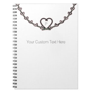 Rustic Pink Heart Vine Custom Personalized Chic Notebook