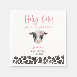 Rustic Pink Holy Cow Baby Shower Napkin