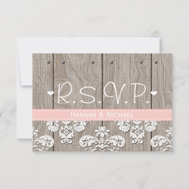 Rustic Pink Hydrangea Wedding RSVP Response Card (Front)