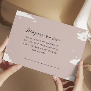 Rustic pink minimal cloud diapers for baby enclosure card