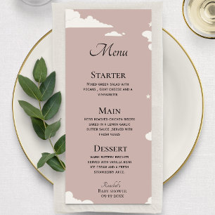 Rustic Pink Minimal cloud theme baby shower Menu
