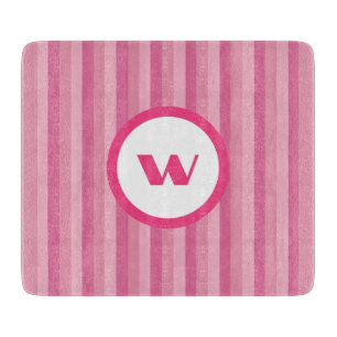Rustic Pink Monogram & Stripes Cutting Board