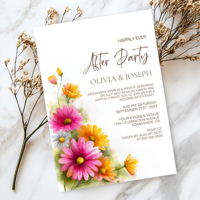 Rustic Pink Orange Floral Wedding After Party Invitation (Creator Uploaded)