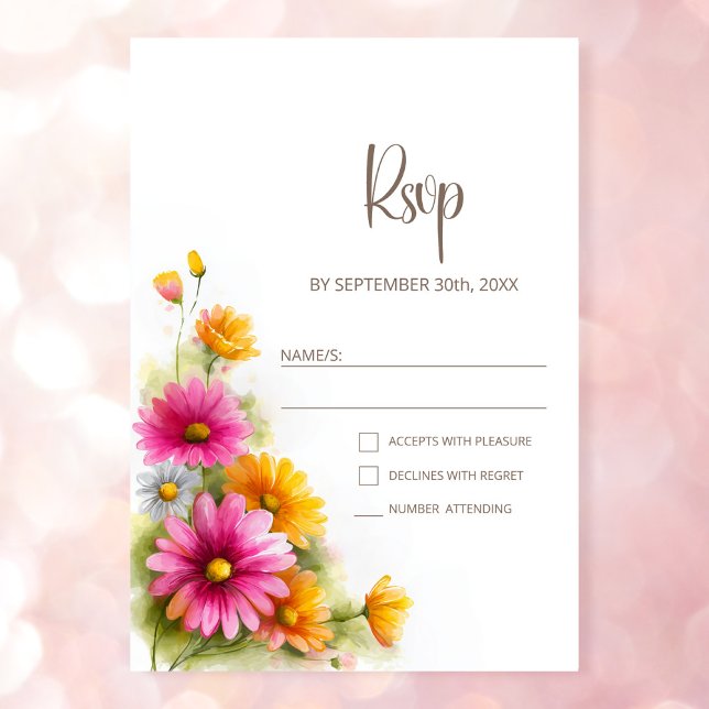 Rustic Pink Orange Floral Wedding RSVP Card (Creator Uploaded)