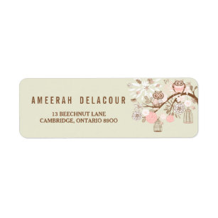 Rustic Pink Owls and Birdcages Address Label