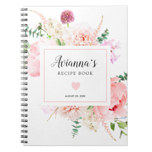 Rustic Pink Peony Bridal Shower Notebook