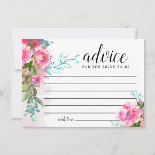 Rustic Pink Peony Floral Advice Card