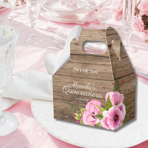 Rustic Pink Poppies Quinceañera Favor Box