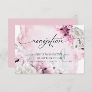 Rustic Pink Poppies Watercolor Reception Invitation