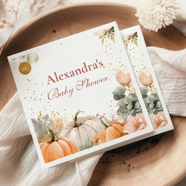Rustic Pink Pumpkin Baby Shower Napkin (Creator Uploaded)