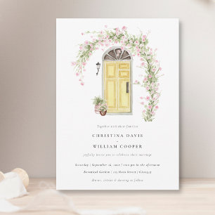 Rustic Pink Rose Cottage Garden Wedding Invitation