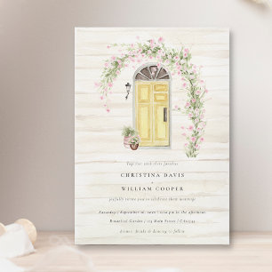 Rustic Pink Rose Cottager Garden Wedding Invitation