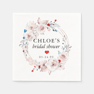 Rustic Pink Rose Floral Bridal Shower Napkin