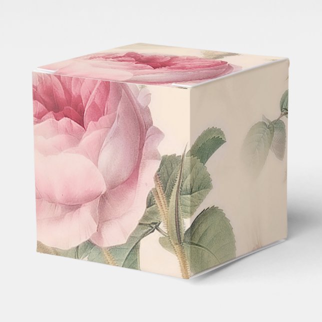 Rustic Pink Roses Favor Box (Front Side)