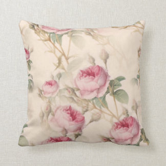 Rustic Pink Roses Throw Pillow