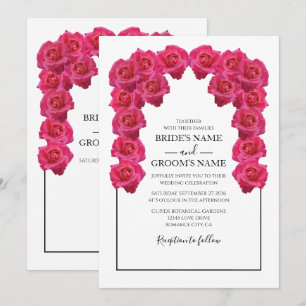 Rustic Pink Roses Wedding Invitations