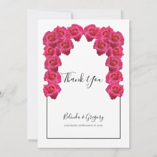 Rustic Pink Roses Wedding Thank You Card