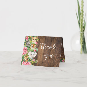 Rustic Pink Safari Shower Thank You Folded Card