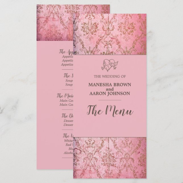 RUSTIC PINK - Wedding Menu Card (Front/Back)