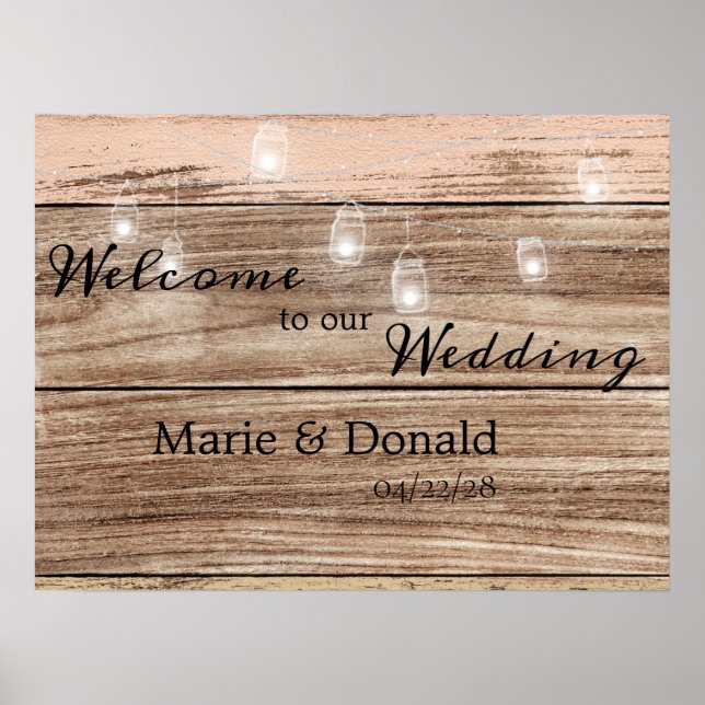 Rustic Pink Wood and Lanterns Poster (Front)