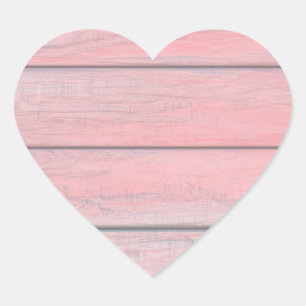 Rustic Pink Wood Heart Sticker Label