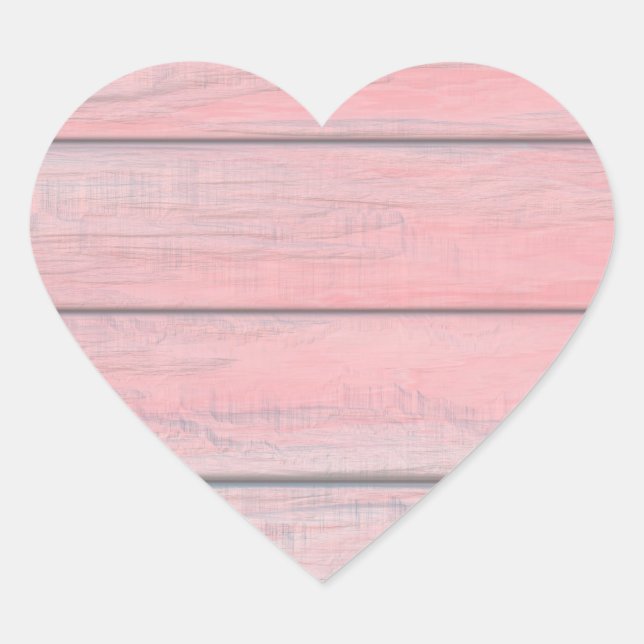Rustic Pink Wood Heart Sticker Label (Front)