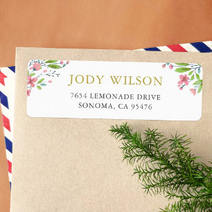 Rustic Pink Wreath Return Address Labels