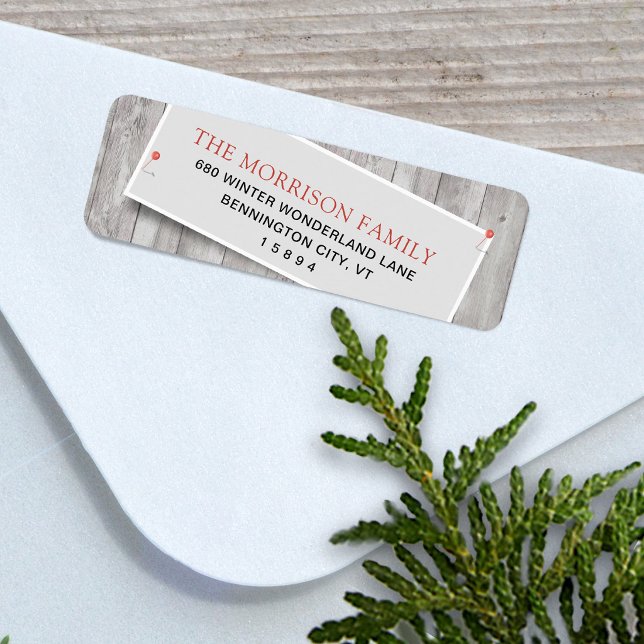 Rustic Pinned Return Address (Rustic Holiday Return Address Label)