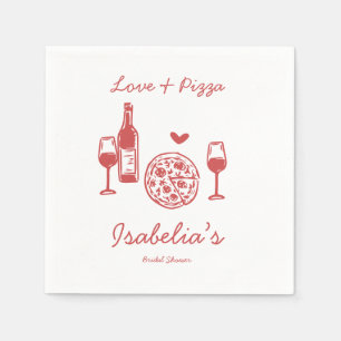Rustic Pizza & Wine Bridal Shower Napkin
