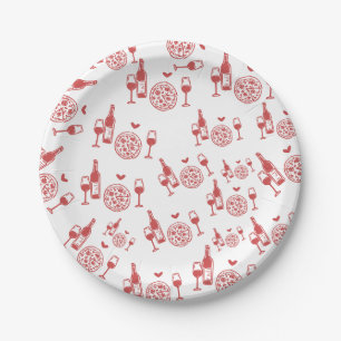 Rustic Pizza & Wine Bridal Shower  Paper Plate