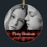 Rustic Plaid 2 Photo Editable Christmas Ornament<br><div class="desc">Rustic Plaid 2 Photo Editable Christmas Ornament - Our rustic Christmas ornament features your two beautiful photos. Greeting reads "Merry Christmas", but text is completely editable.Ornament is accented with trendy buffalo plaid. Our high quality template makes it effortless to customize your Christmas ornament. If you would like to edit it...</div>