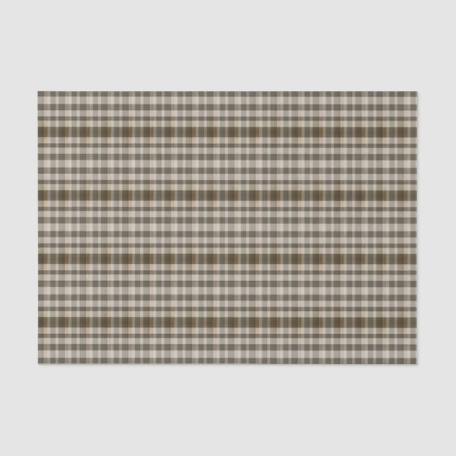 Rustic Plaid Brown and Tan Tissue Paper (Front)